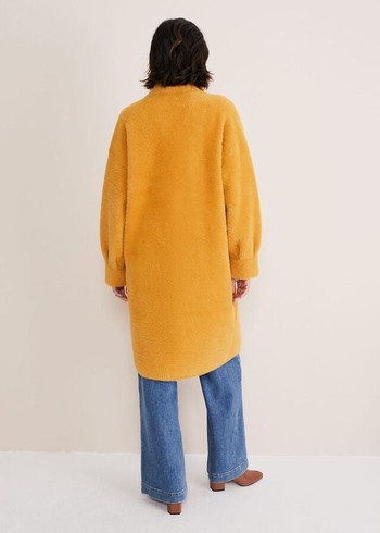 Phase Eight Maddie Balloon Sleeve Fluffy Coats Yellow USA | 5098431-IY